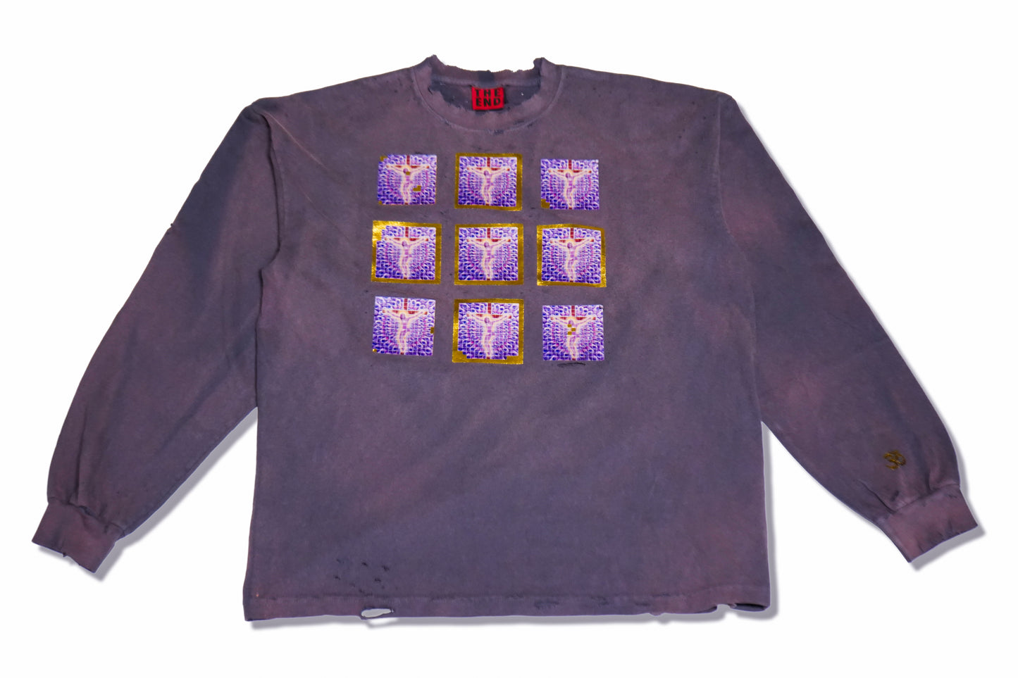 PURPLE JESUS DISTRESSED LONGSLEEVE