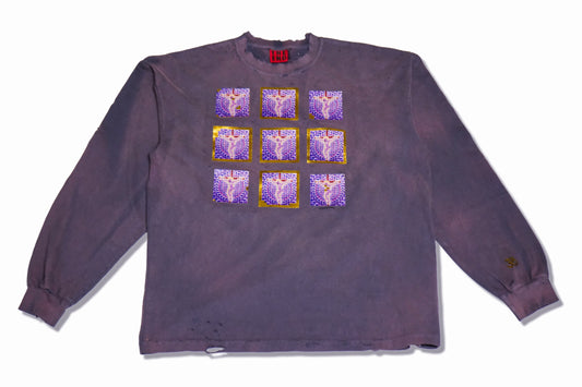 PURPLE JESUS DISTRESSED LONGSLEEVE